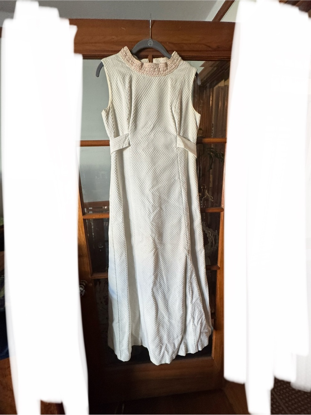 Sleeveless Ivory Maxi Dress with Textured Detail